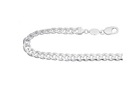 Rhodium Plated Mens Curb Chain